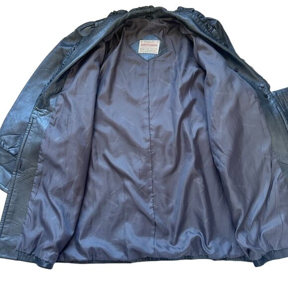 Vtg Lydia Creazioni By Ka Luk Gray Lamb Skin Leather Coat Size Ruffled Collar 1X - Picture 4 of 14